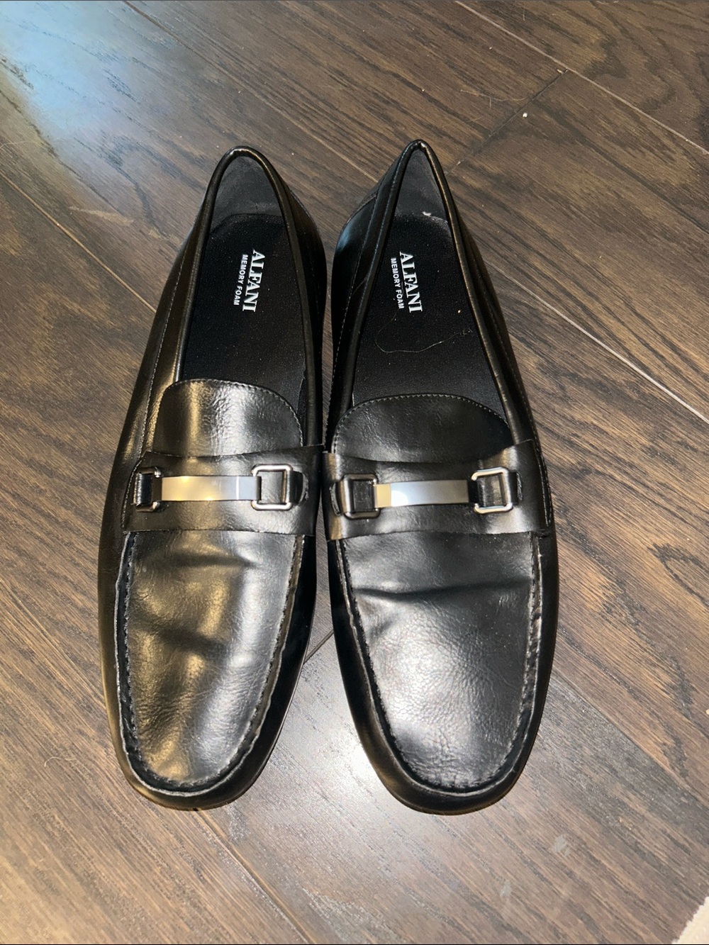 Alfani Black Leather Slip-On Bit Loafers
